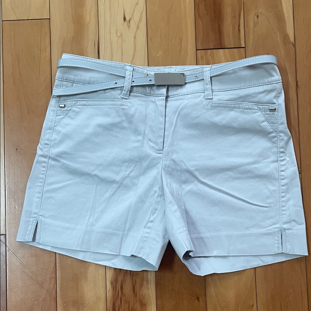 White House Black Market silver/grey Belted Cotton Shorts
